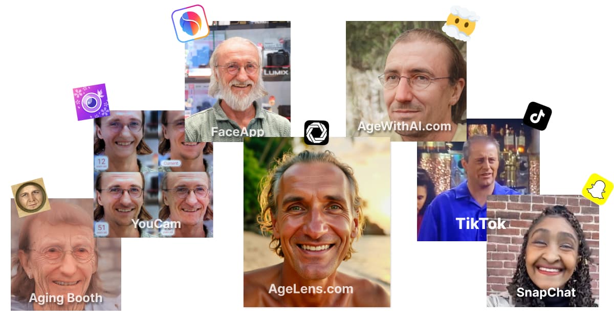 Face ager apps with age progressions filters applied to a young adult in 7 best age progression app filter of 2025